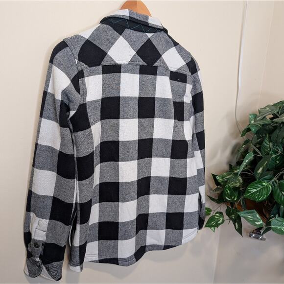 Orvis Black and White Plaid Flannel-Lined Shacket Shirt Size M - Picture 5 of 9